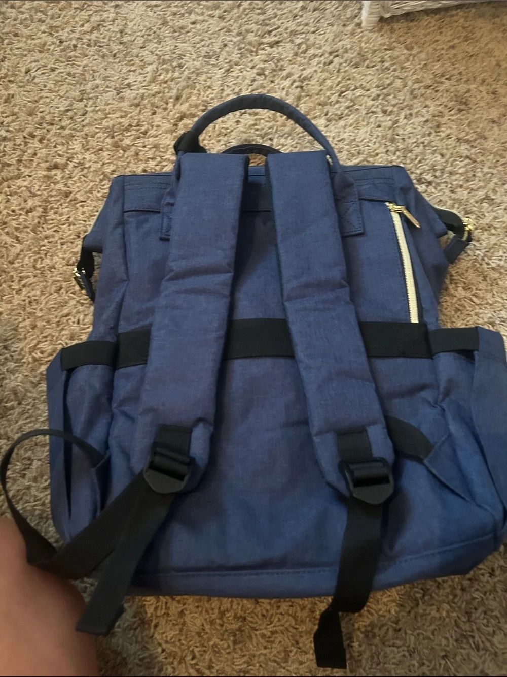 Lovevook Navy Men's Backpack with Gold Accents